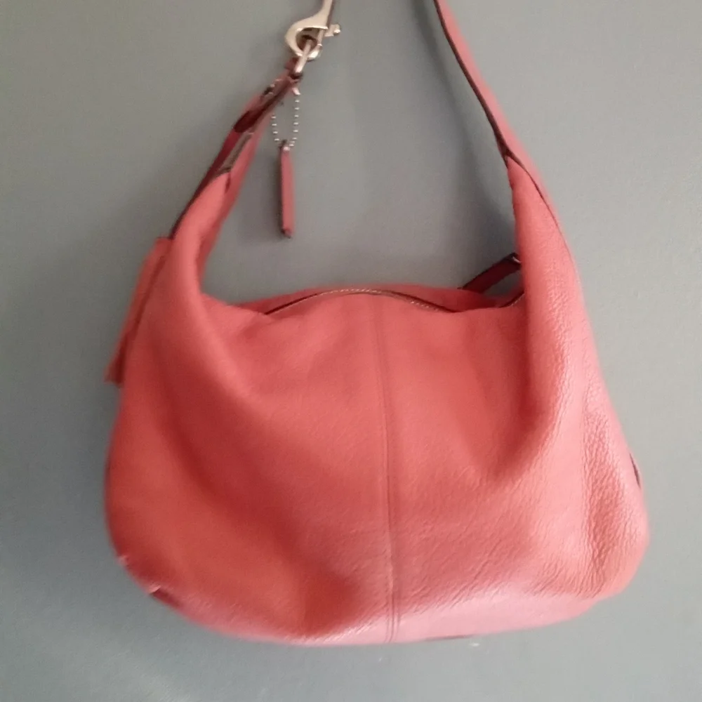 Coach Leather Hobo Shoulder‎ Bag Coral Pink Pebble Leather